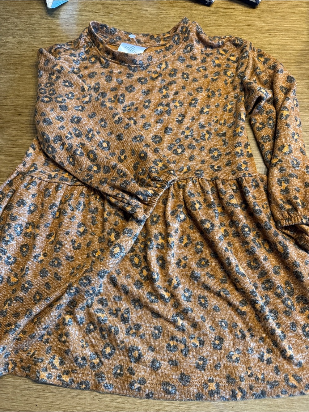 GAP Girls' Rust Leopard Knit Long-Sleeve Dress